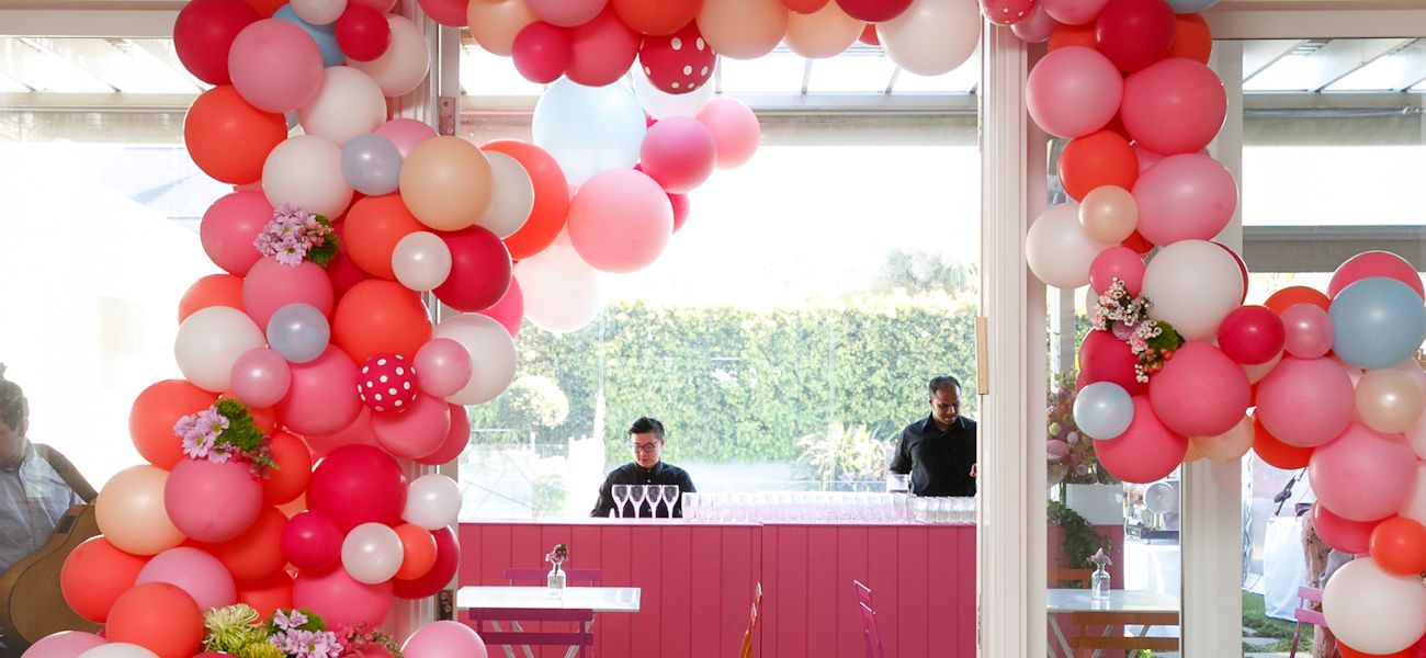Pink Bar entrance balloon garland